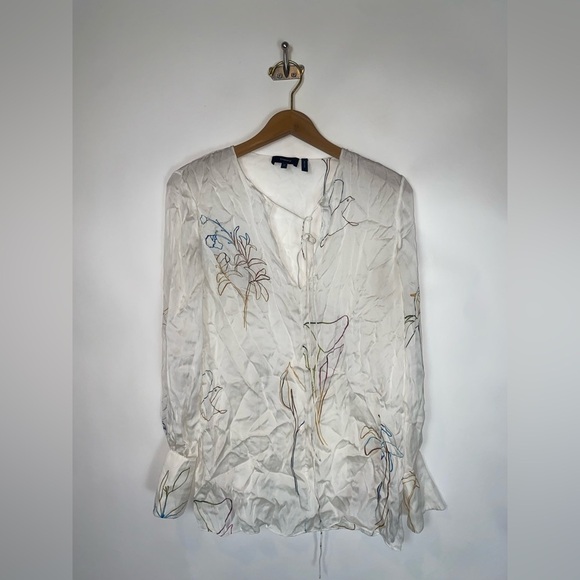 Theory Silk Fluid Tunic Nature Charmeuse P/ XS - Picture 1 of 13